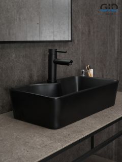 Раковина Gid Bm9092 53353 накладная черная матовая 55x31x14